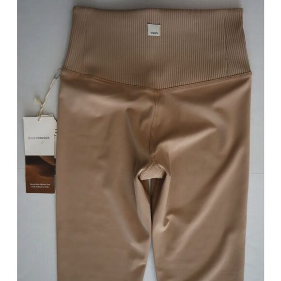 Vuori VW428-COC Women's Sz XS Coconut Beige Rib Studio 7/8 Leggings - Picture 8 of 13
